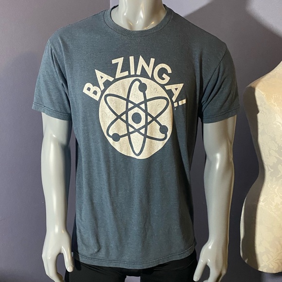 EUC Mens Bazinga Novelty Short Sleeve Tee Shirt Size XL Blue - Picture 1 of 2